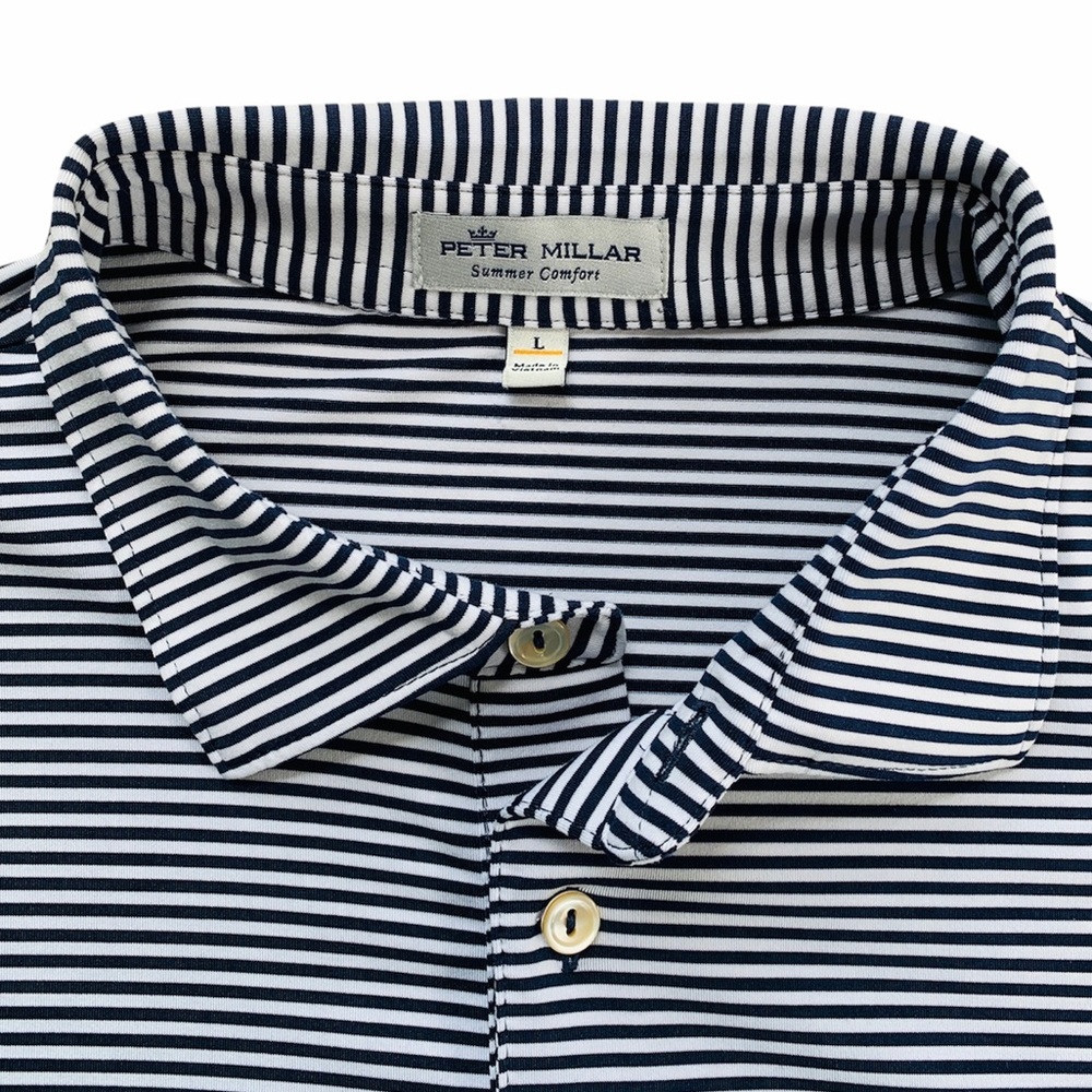 PETER MILLAR Men’s Large Polo Shirt Striped - Picture 4 of 12